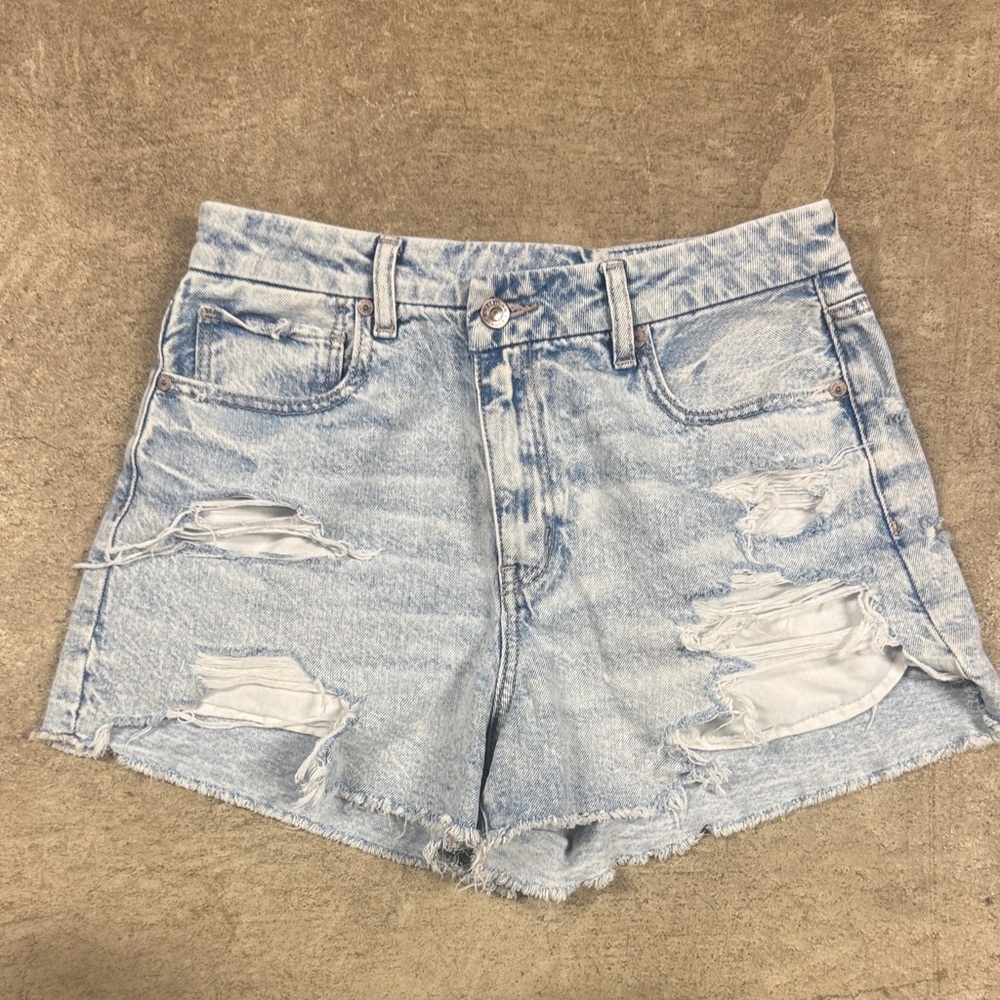 American Eagle Cross Waist Distressed Jean Shorts